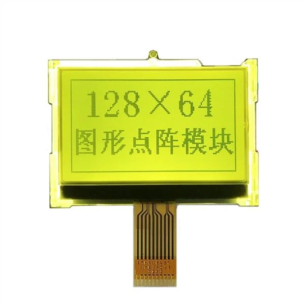 128x64กราฟิกจอแอลซีดีสีเหลือง- สีเขียวพื้นหลัง